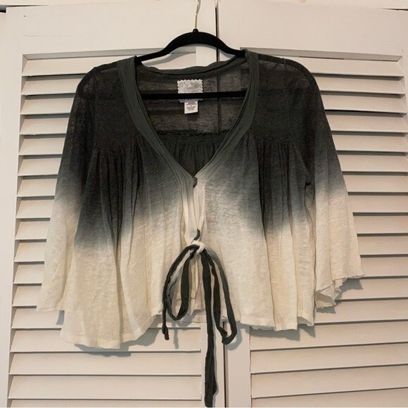 Ryu Linen Blend Ombre Lightweight Flowy Boho Hippie Tie Front Top size Medium - Picture 11 of 11